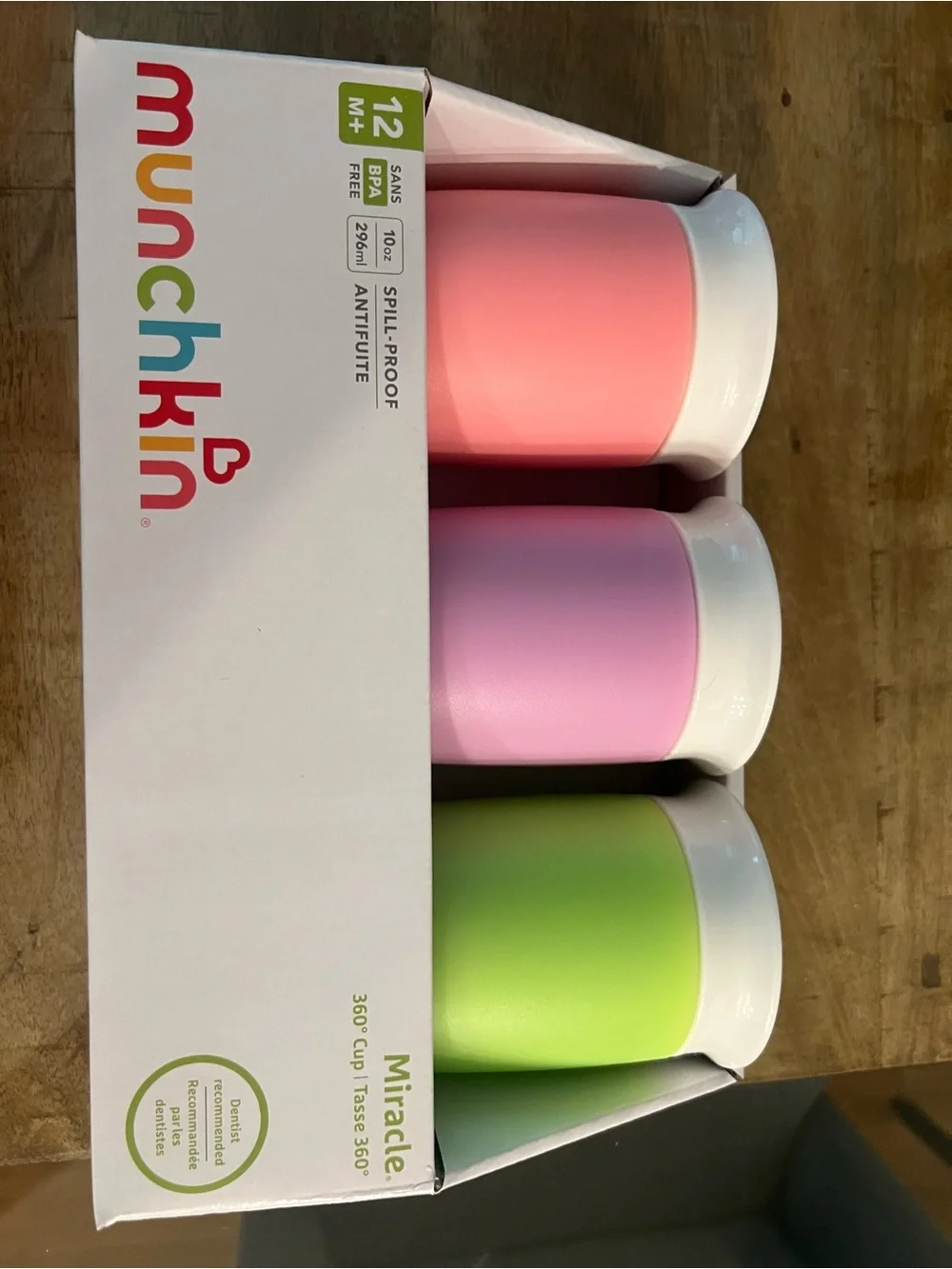 Munchkin Spill-Proof Training Cups - Pink, Purple, Green 3-Pack